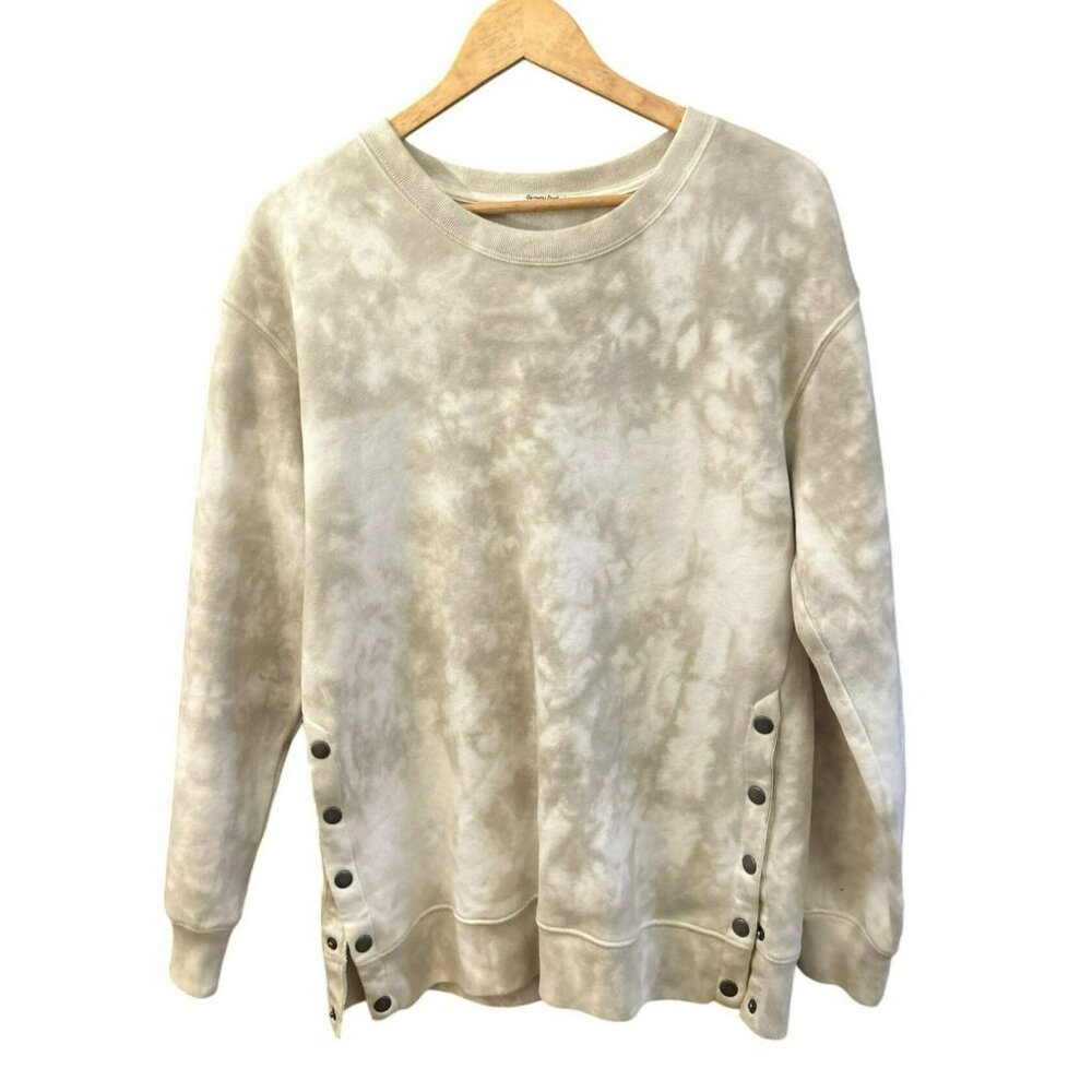 Abercrombie & Fitch Garment-Dyed Tie-Dye Crewneck Sweatshirt Side Snap Buttons